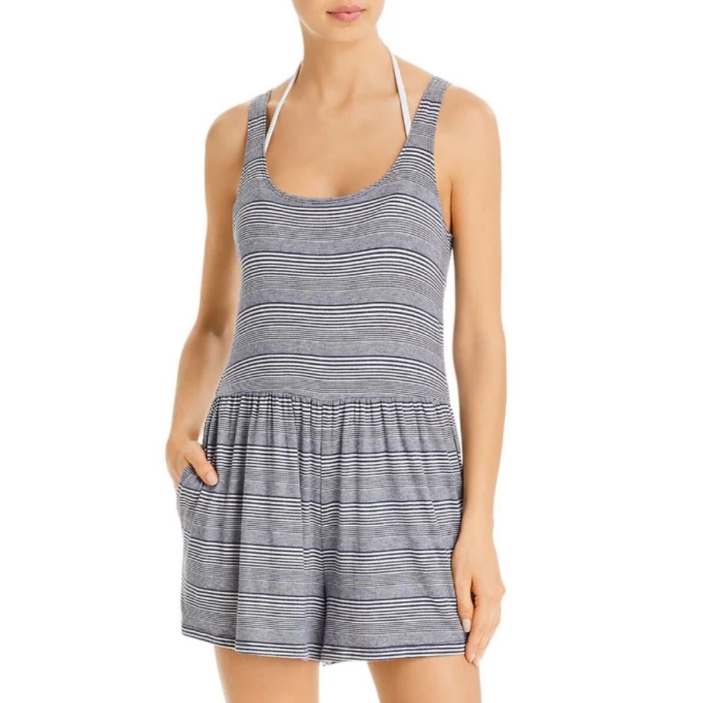 Splendid Women Navy Striped Able Staple Romper Jumpsuit SP76870 Sleeveless M